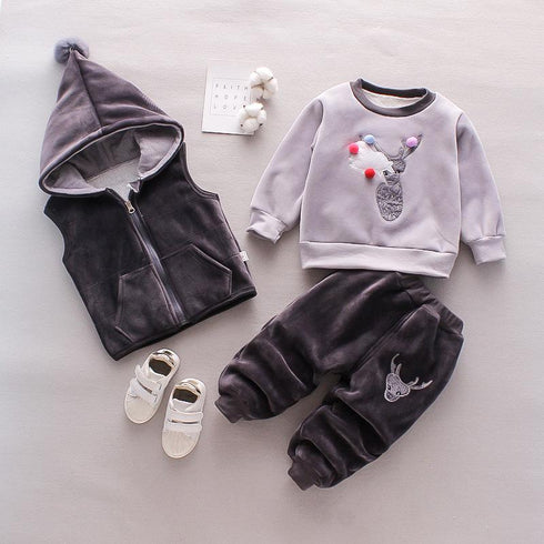 Winter plus velvet padded sweater three-piece set